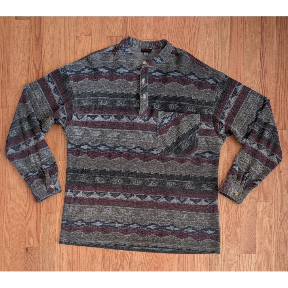 VINTAGE Gramicci Shirt Mens Medium Purple Aztec Southwestern Print USA Made